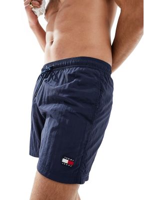 Tommy Jeans heritage crinkle nylon swim shorts in navy