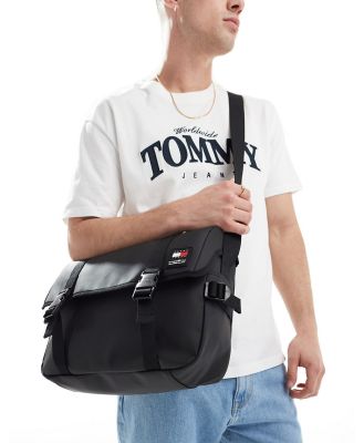 Tommy Jeans messenger backpack in black