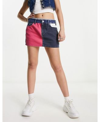 Tommy Jeans micro mini skirt in multi-Blue