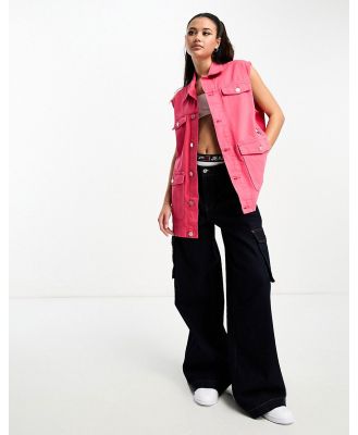 Tommy Jeans oversized denim vest in pink (part of a set)