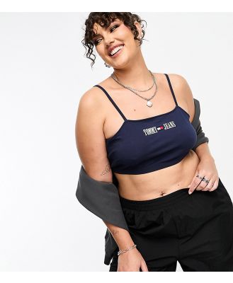 Tommy Jeans Plus crop archive logo strappy top in navy