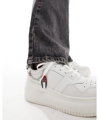 Tommy Jeans retro basket flatform charm sneakers in ecru-White