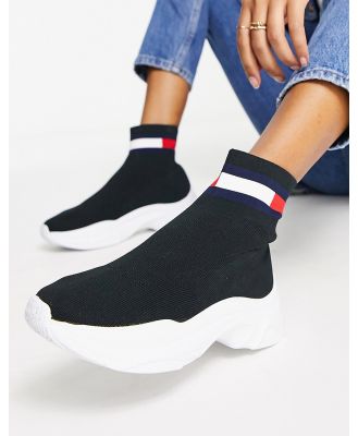 Tommy Jeans sock boot sneakers in black