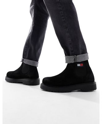 Tommy Jeans suede boots in black