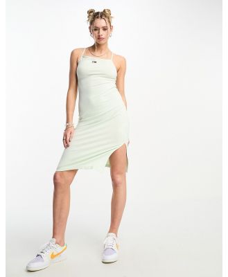 Tommy Jeans tie back strappy mini dress in mint green-White