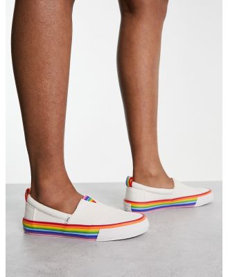 Toms Alpargata Fenix slip on sneakers in white with rainbow sole