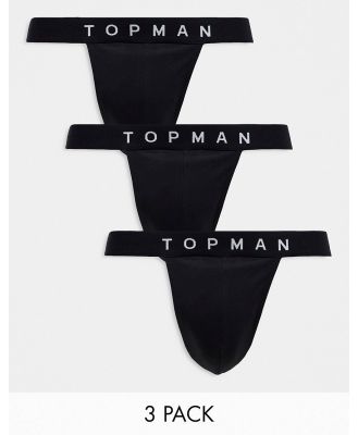 Topman 3 pack jocks in black with black waistbands-Multi