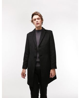 Topman classic fit overcoat in black