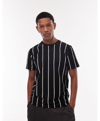 Topman classic t-shirt with vertical stripe in black