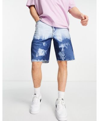 Topman extreme wash slim shorts in mid wash-Blue