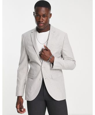 Topman grey suit jacket in white stripe
