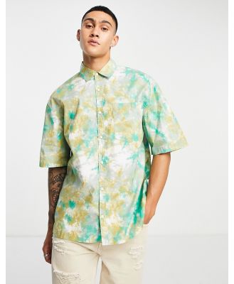 Topman marble print relaxed shirt in green