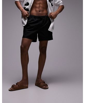 Topman mid length swim shorts in black