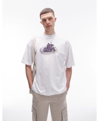 Topman oversized fit t-shirt with grape print in white