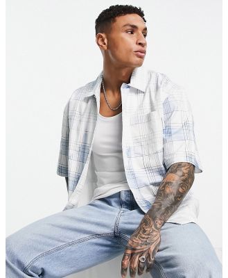 Topman oversized shirt in bleached blue and white check-Multi