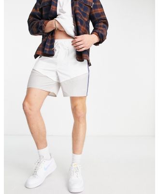 Topman panelled sports shorts in white and purple