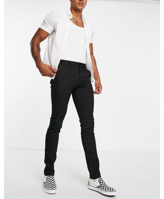 Topman pronounced twill super skinny stacker pants with zip cuff detail in black