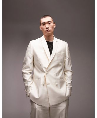 Topman relaxed double breasted suit jacket in white