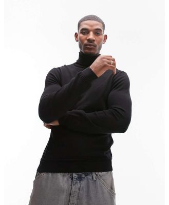 Topman roll neck jumper in black