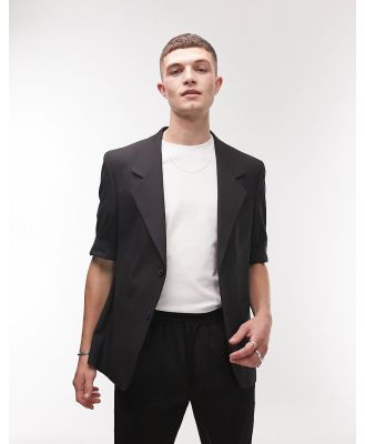 Topman short sleeve suit blazer in black