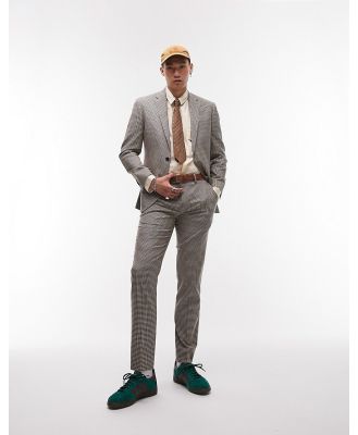 Topman skinny mini checked wedding suit pants in brown