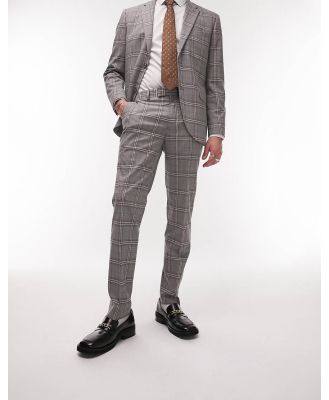 Topman slim check suit pants in grey