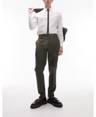 Topman slim suit pants in khaki-Green