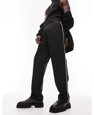 Topman straight exposed seam pants in black