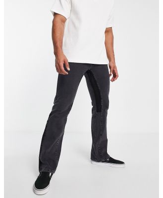Topman straight flared panelled jeans in washed black