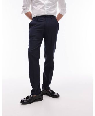 Topman stretch slim textured suit pants in navy