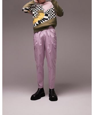 Topman tapered cargo pants with pleats in pink
