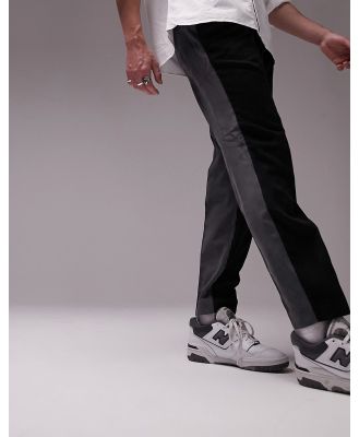 Topman tapered spliced cord pants in black and charcoal