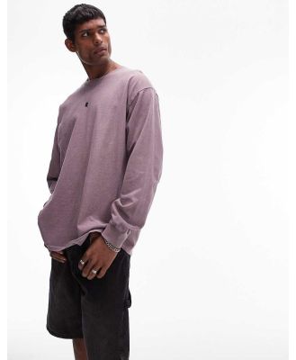 Topman vintage wash long sleeve t-shirt in lilac-Purple