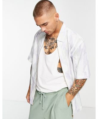 Topman zip through shirt with scribble print in white and purple-Multi
