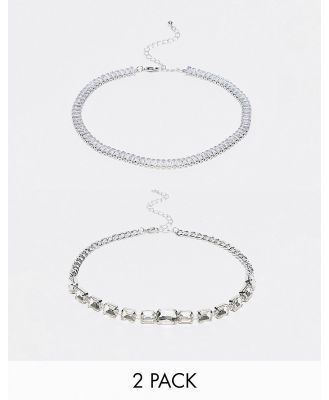 Topshop 2 pack baguette and crystal choker-Gold