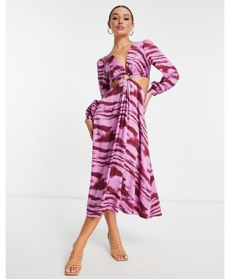 Topshop animal print ring detail cut out maxi dress in pink
