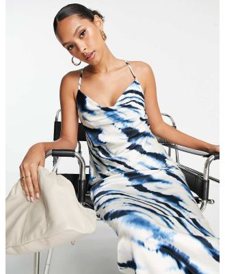 Topshop blur tie dye satin cowl cami in blue (part of a set)