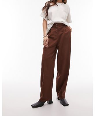 Topshop button fly suit pants in brown