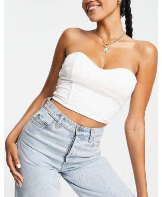 Topshop clean bonded bandeau corset in ivory-White