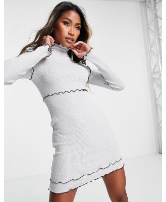Topshop contrast exposed seam ribbed cut and sew jersey mini dress in grey