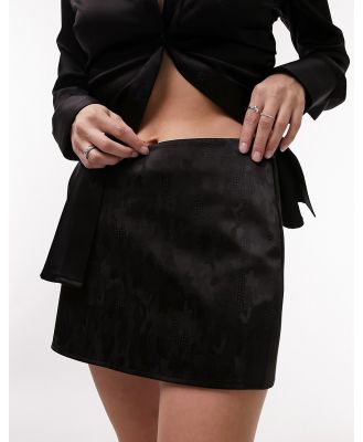 Topshop cowboy low rise micro mini skirt in black