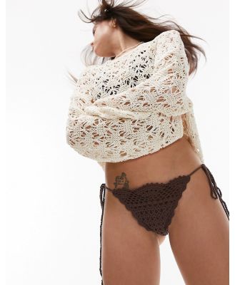 Topshop crochet bikini bottoms in brown