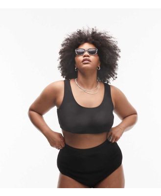 Topshop Curve rib crop bikini top in black