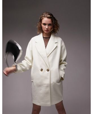 Topshop double breasted short chuck on coat in white