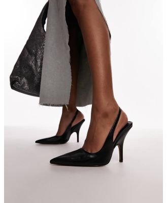 Topshop Emma heeled slingback court shoes in black