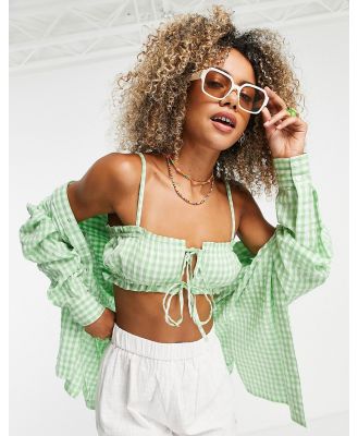 Topshop gingham cami top in green (part of a set)