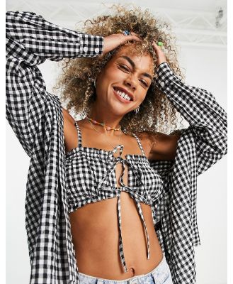 Topshop gingham cami top in monochrome (part of a set)-Black