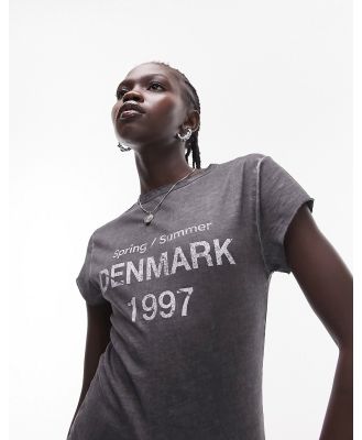 Topshop graphic Denmark baby tee in charcoal-Grey