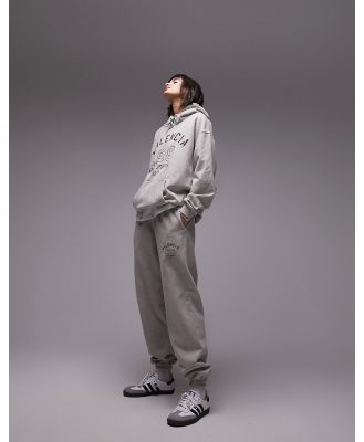 Topshop graphic Valencia oversized trackies in stone (part of a set)-Grey