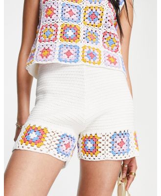 Topshop hand knitted crochet shorts in multi (part of a set)